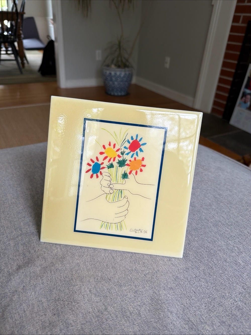 Picasso Le Bouquet Ceramic Art Tile with Floral Illustration